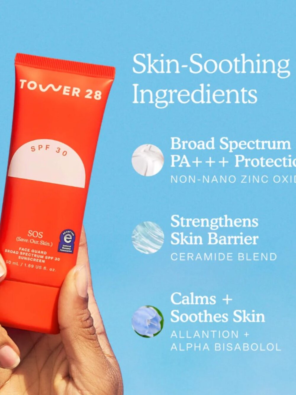 ☀️Tower 28 Beauty- SOS FaceGuard SPF 30 Mineral Sunscreen - 50ml Full Size - NIB - Picture 6 of 6